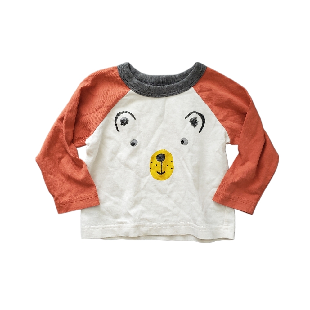 Tea Collection 3-6m Bear Face Long Sleeve Raglan Tee Shirt